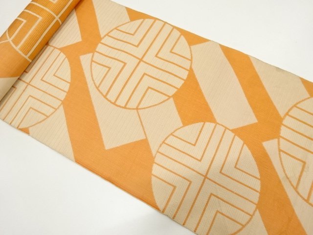 JAPANESE KIMONO / ANTIQUE BOLT FOR HASSUN OBI / WOVEN GEOMETRIC